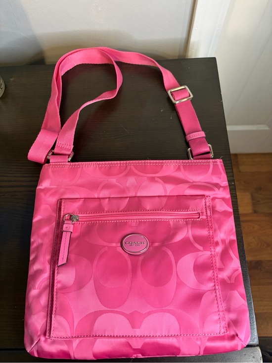 Coach Handbags - Coach Hot Pink Signature Nylon Crossbody Messenger Bag Y2K